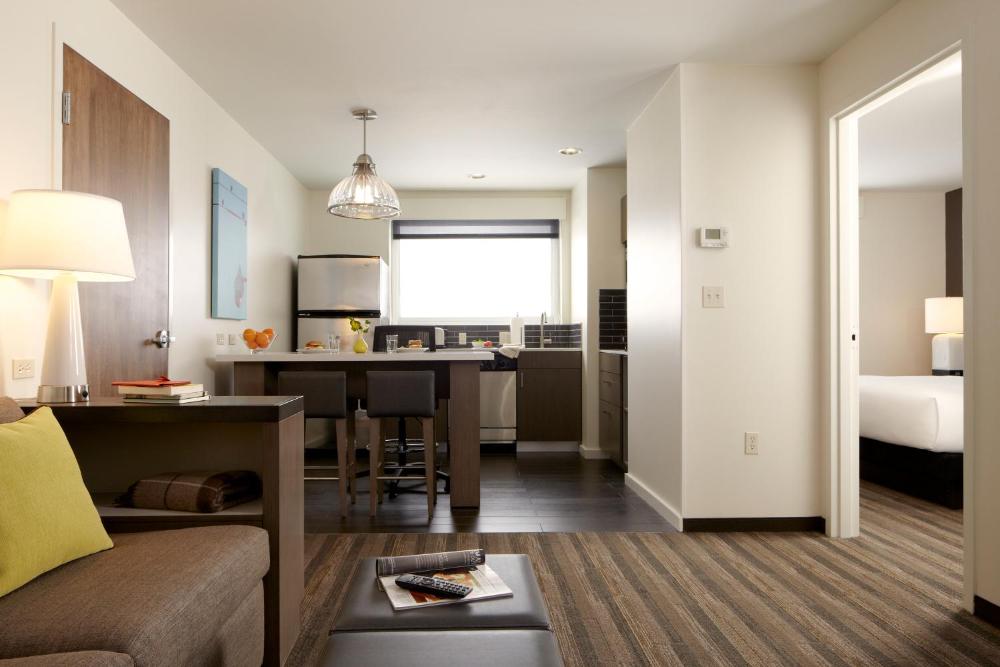 One-Bedroom King Suite with Sofa Bed and Kitchen interior
